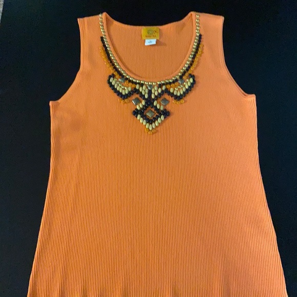 RUBY RD. ORANGE SLEEVELESS TOP - Picture 2 of 4